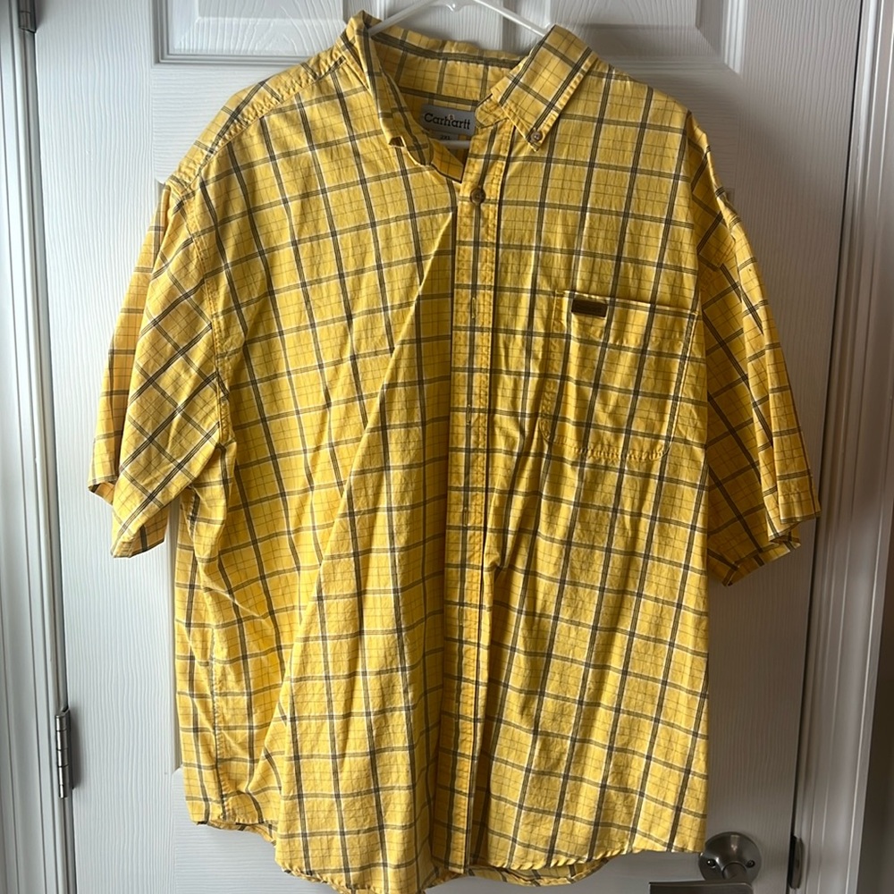 Carhartt Yellow Checkered Short-sleeved Collared Shirt